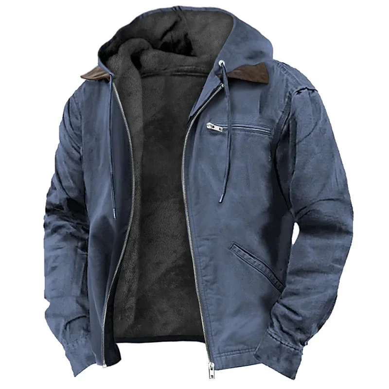 2025Bestselling European and American Men's Jackets: Hooded Casual Jackets in Multiple Colors and Sizes, Retro Outerwear for Men