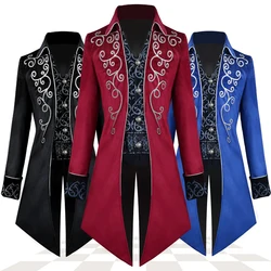 Gothic Embroidered Victorian Jacket Renaissance Costume For Men Xmas Steampunk Vintage Tailcoat Medieval Frock Coat Retro