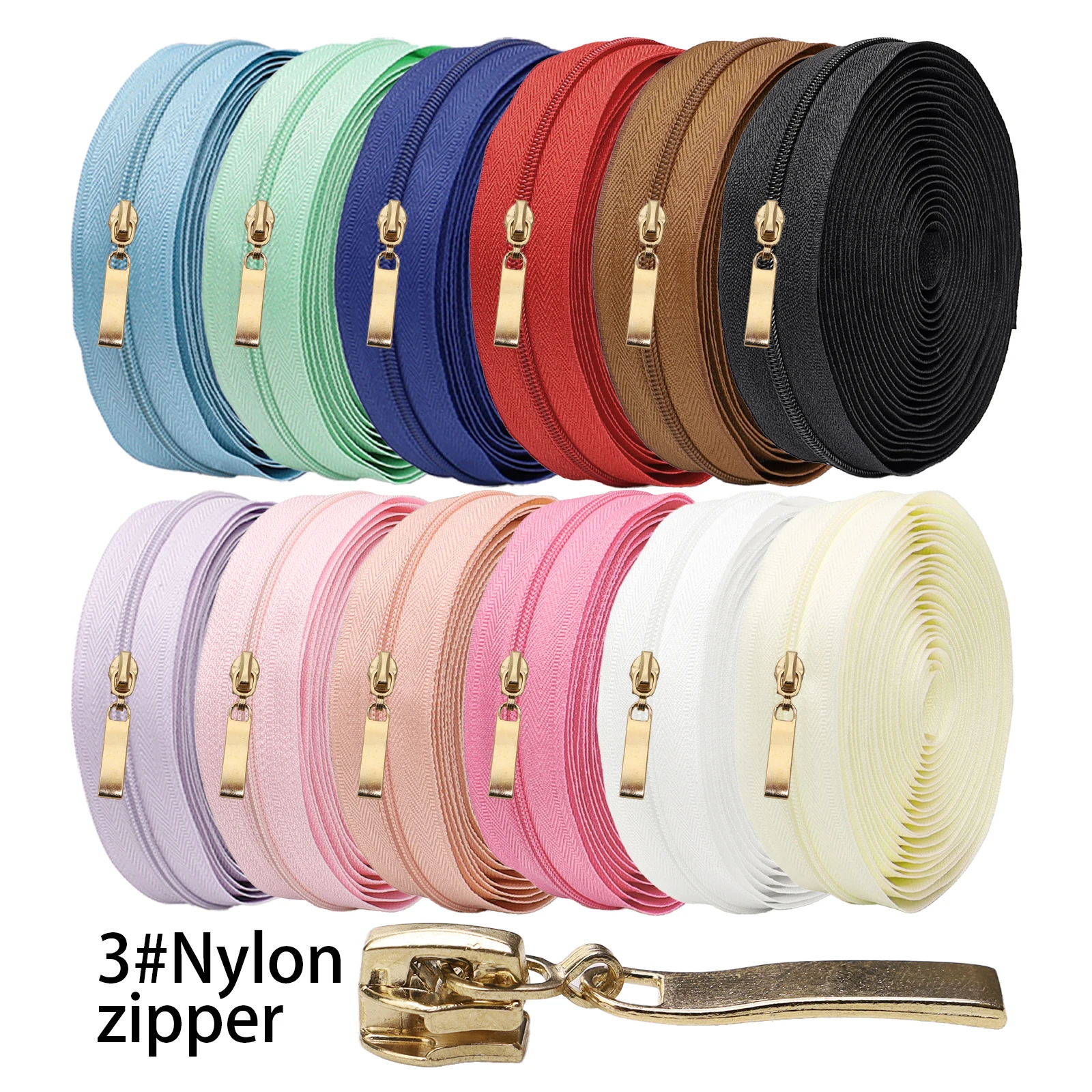 1 Set, (177 Zoll/450 cm) Nylon-Reißverschluss mit 10 gewellten Reißverschlusszügen, geeignet für Heimnähen, DIY-Ersatzreißverschlüsse, Ersatzreißverschlüsse für Taschen, Heimtextilien, Kleidung,