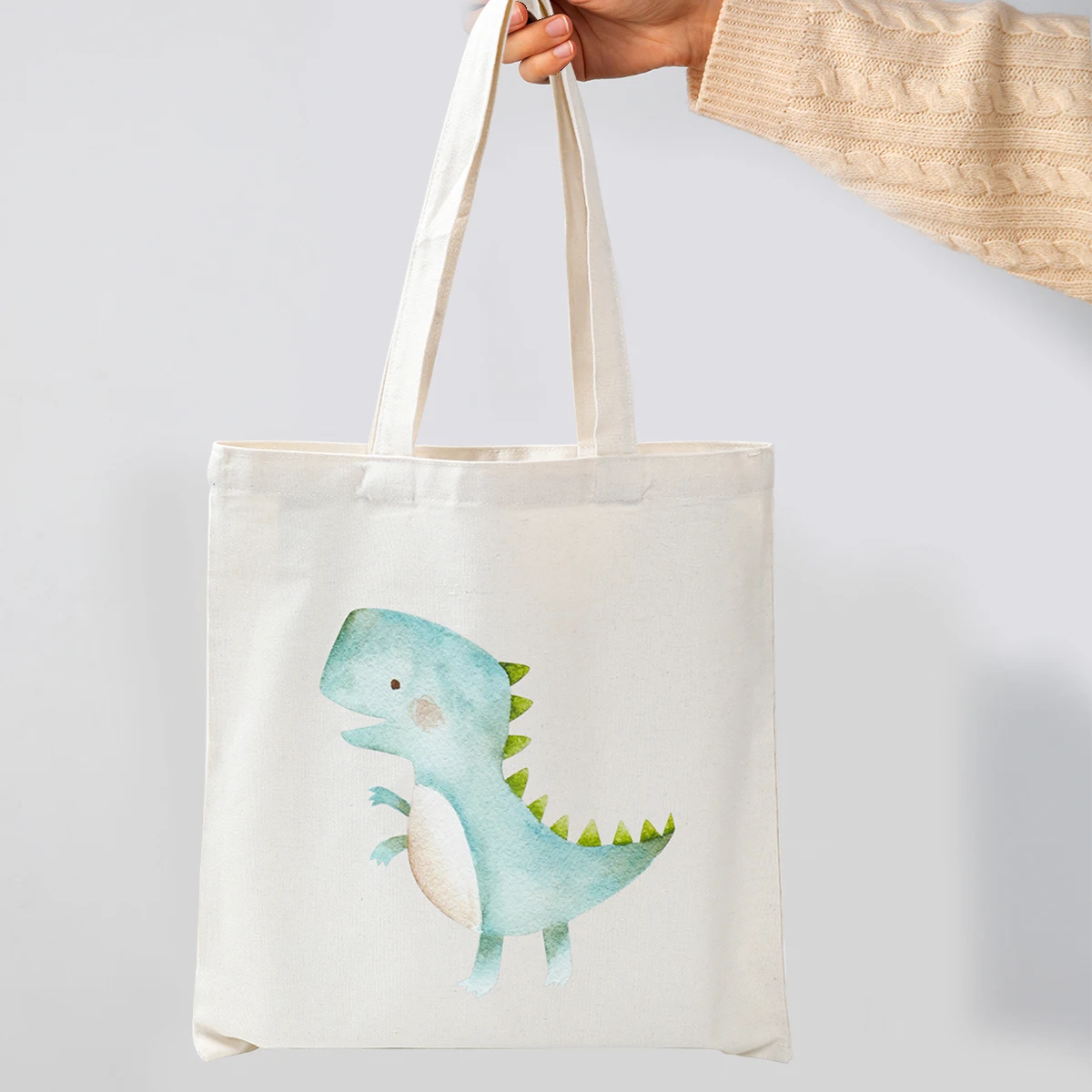 Cute Dinosaur Canvas Shopping Bag Casual Kids Shopping Bags borsa di grande capacità Boy Girl Tote borse a tracolla studente Bookbag