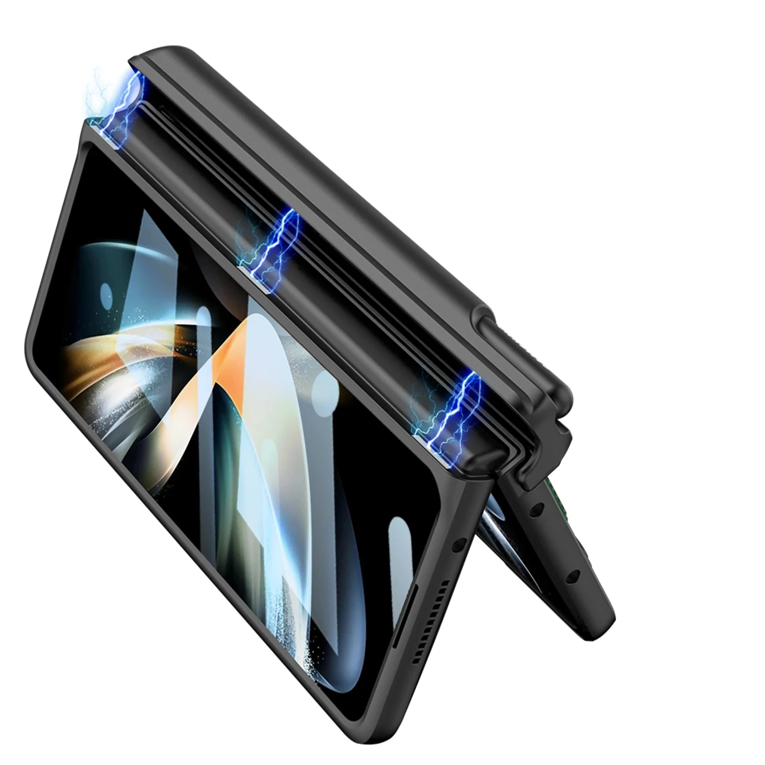 High quality magnetic hinge cover for Samsung Z Fold4 phone case wrist strap full cover film pen holder protective case