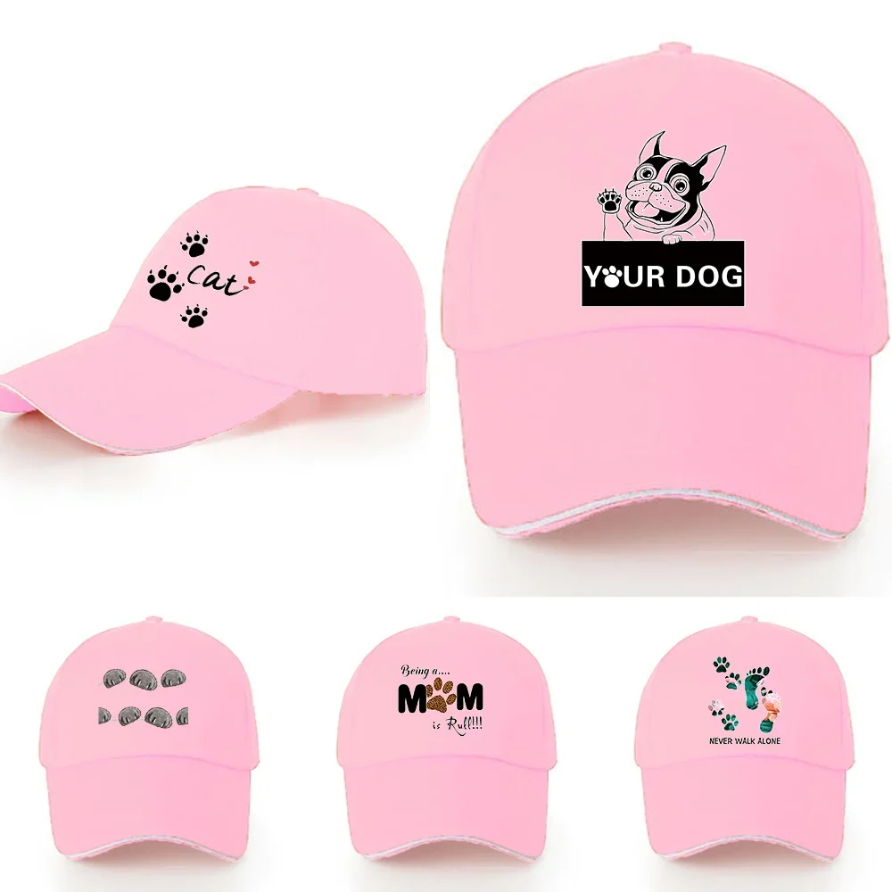 

Caps for Women Spring Cotton Baseball Cap Snapback Hat Hip Hop Caps Women Casual Footprints Printed Series Sport Visors Hat 2024