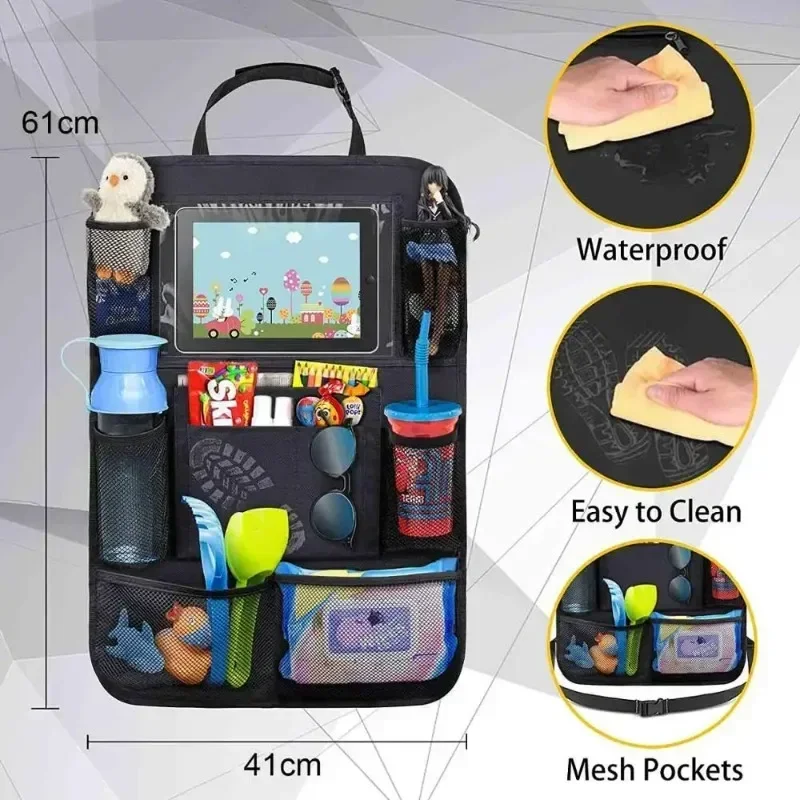 Car Storage Bag Car Interior Accessories Car Seat Back Storage Anti-kick Bag Simple Oxford Material Snack Toy Storage Bag
