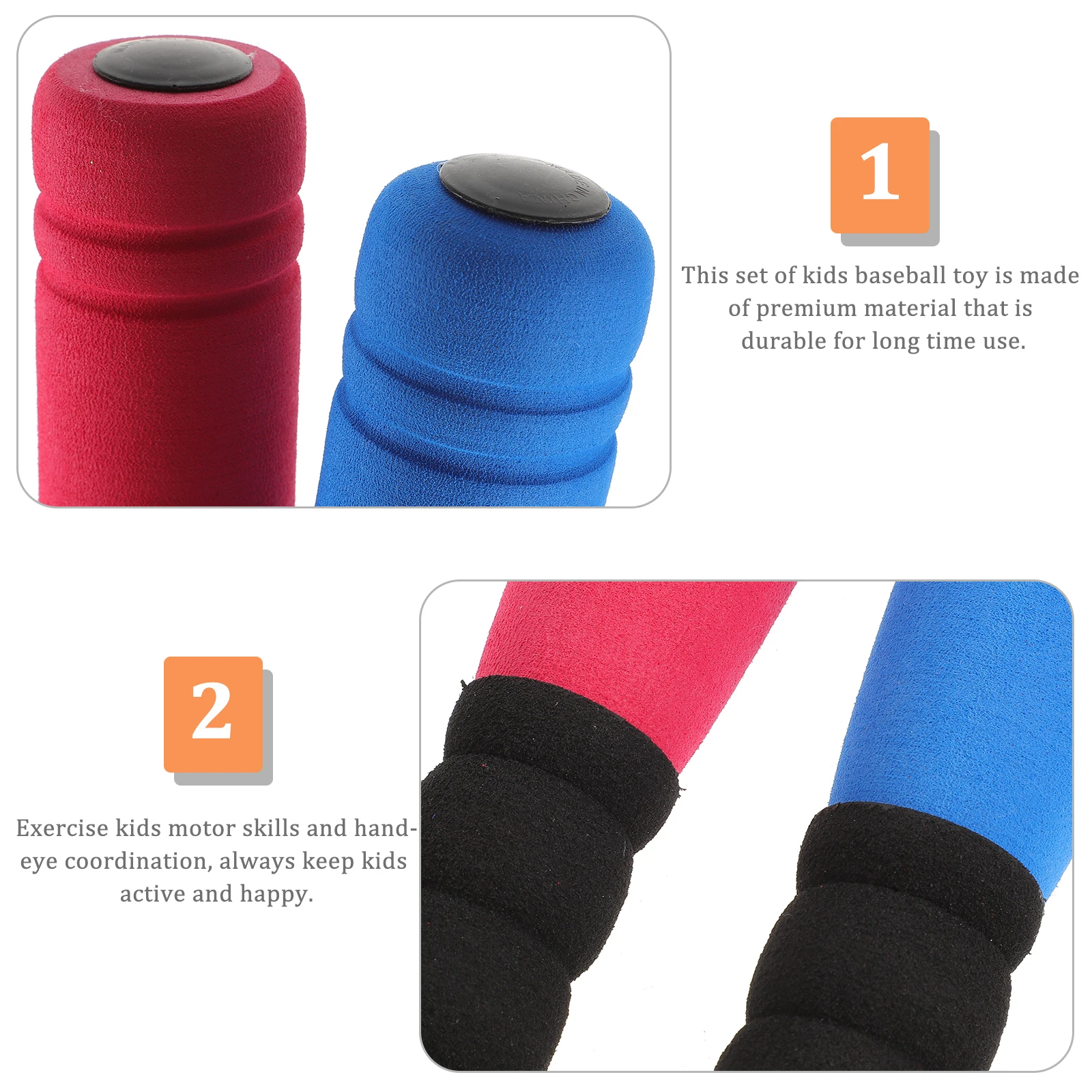 

1 set Children's Baseball Bat Premium Aluminum Red High-Density Sponge EVA Toddler Kids Toy Outdoor Backyard Exercise