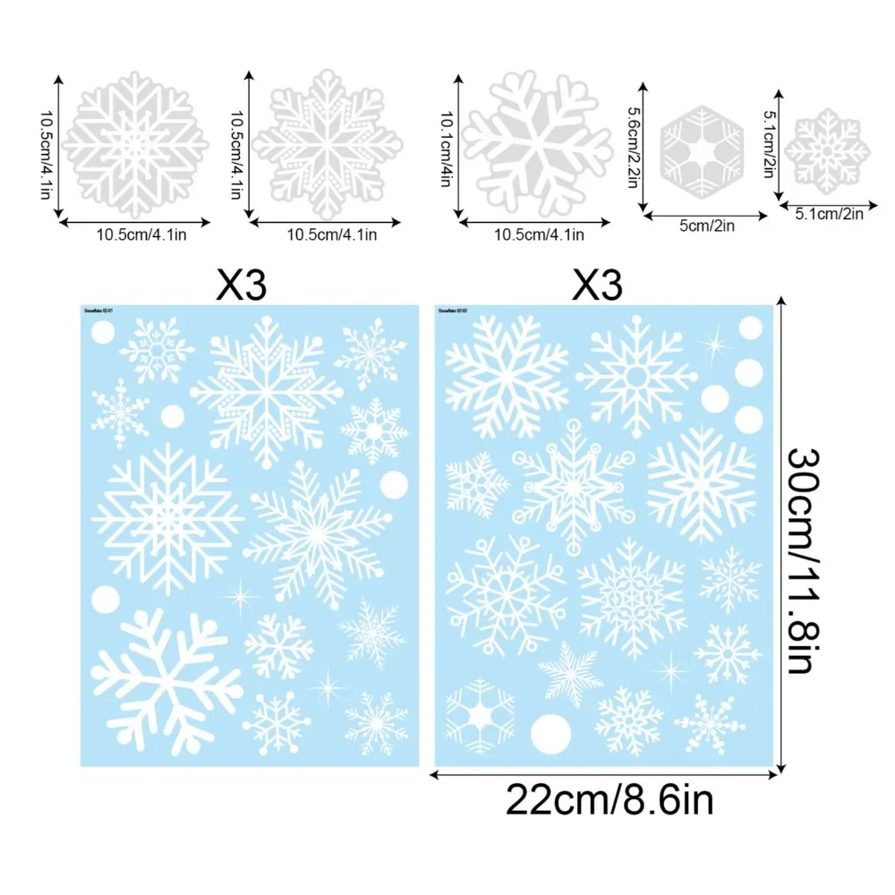 6 Sheet Snowflake Electrostatic Wall Stickers Kids Room Window Car Christmas Decoration Decals New Year Wallpaper Window Sticker