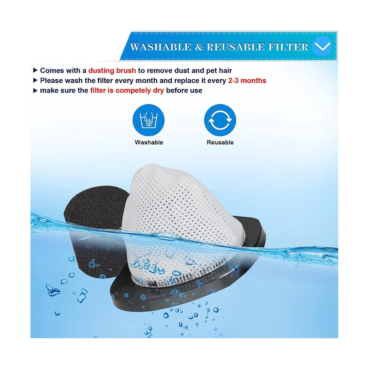 فلتر بديل لفراغ العصا ، آلة العصا ، 6 مرشحات رغوة ، 3 في 1 ، 2030,20303 ، 20304 ، 20307 ، 2030 ، 1611501