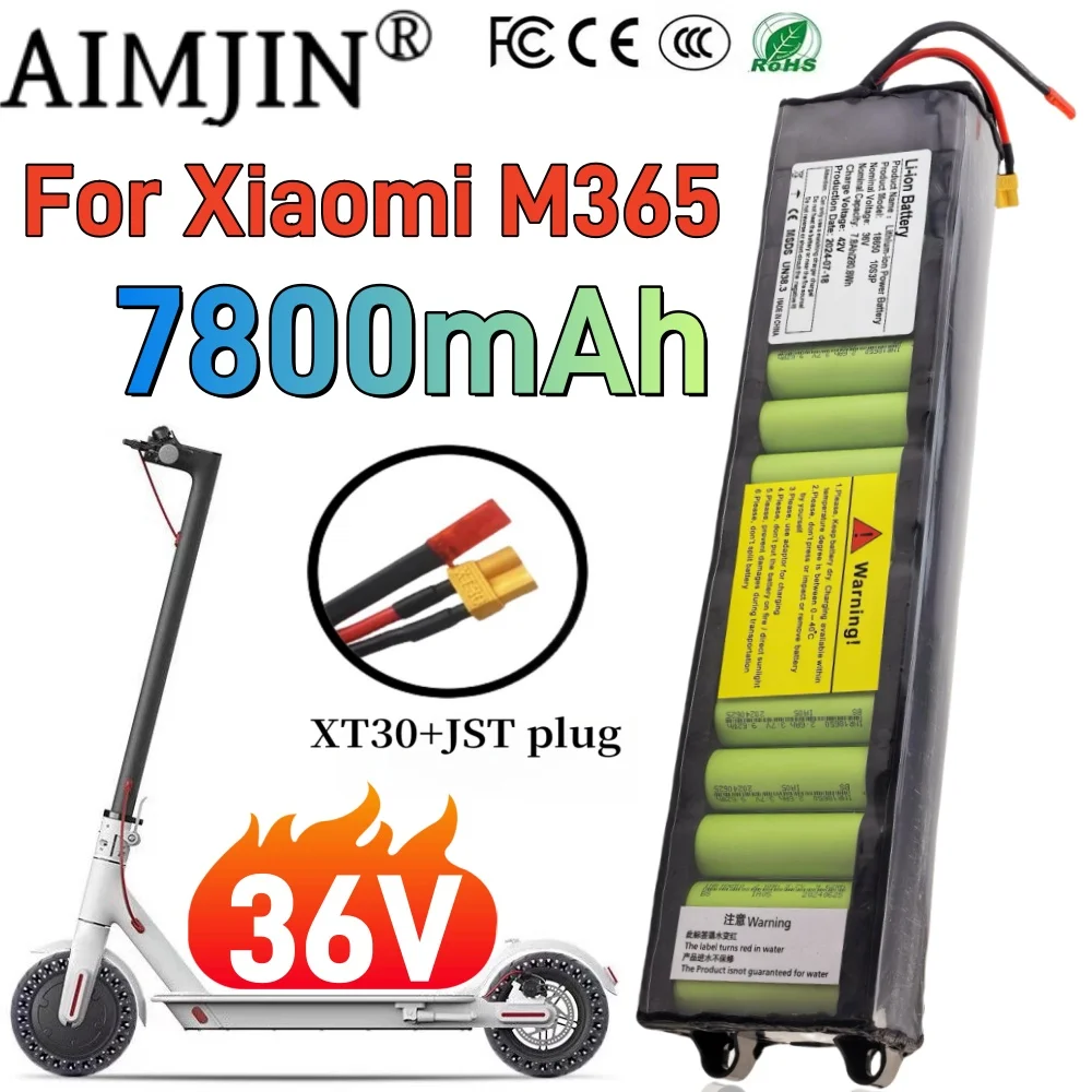 36V 7800mAh Li-ion Battery Pack For Xiaomi M365 Electric Scooter  Built-in BMS Protection Long-Lasting Range Without communica