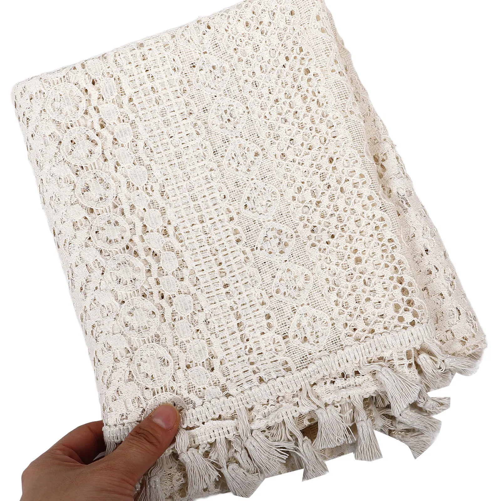 Lace Crochet Hollow Valance Short Curtain Tassel Kitchen Window Valance Sheer Rustic Farmhouse Style Kitchen Curtains Valances