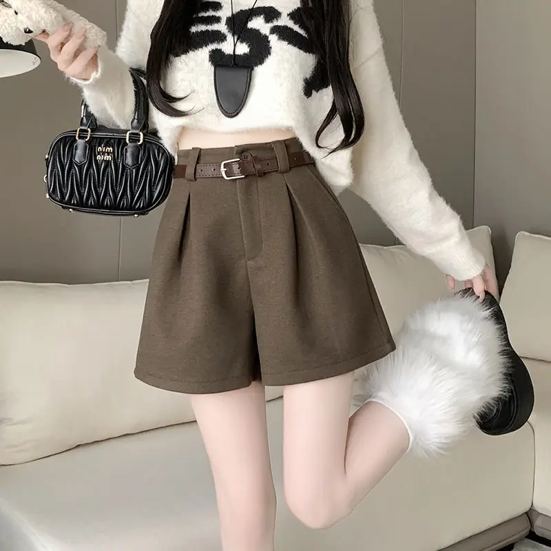 رمادي دعوى سراويل قصيرة المرأة الجديدة حساسة للضغط الطية عالية الخصر عادية واسعة الساق التمهيد السراويل الصيف ملابس خارجية TT512 #1