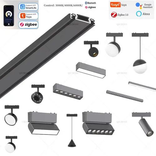초박형 레일 스마트 투야 지그비 3.0 밝기 조절 천장 표면 마운트 마그네틱 트랙 라이트, 현대 자석 플러드 그릴, 스팟 LED 램프 