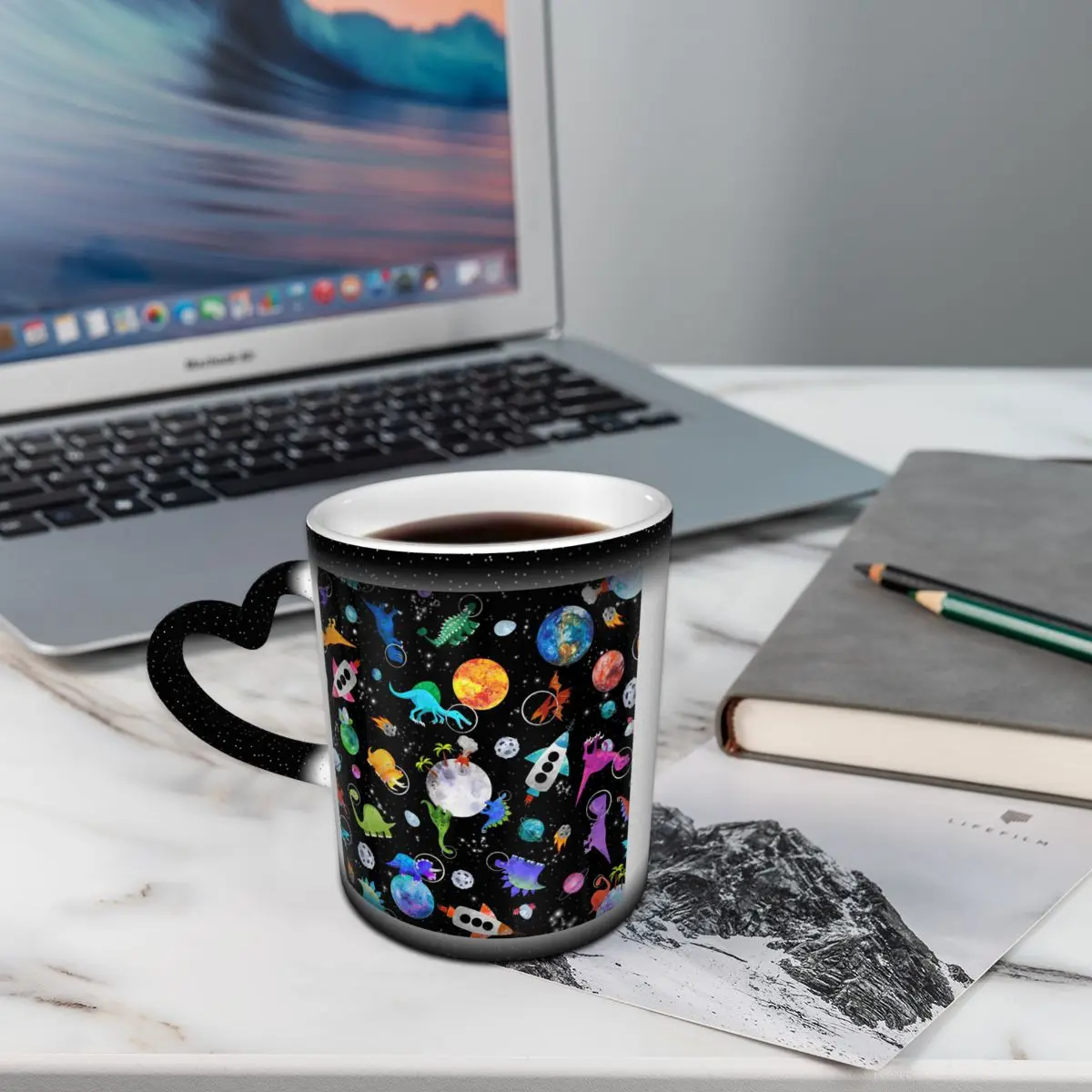 Dinosaur Astronaut Planet Rocket In Outer Space Mug Funny Ceramic Coffee Cups Tea Mugs Milk Cup Drinkware Gift for Friends