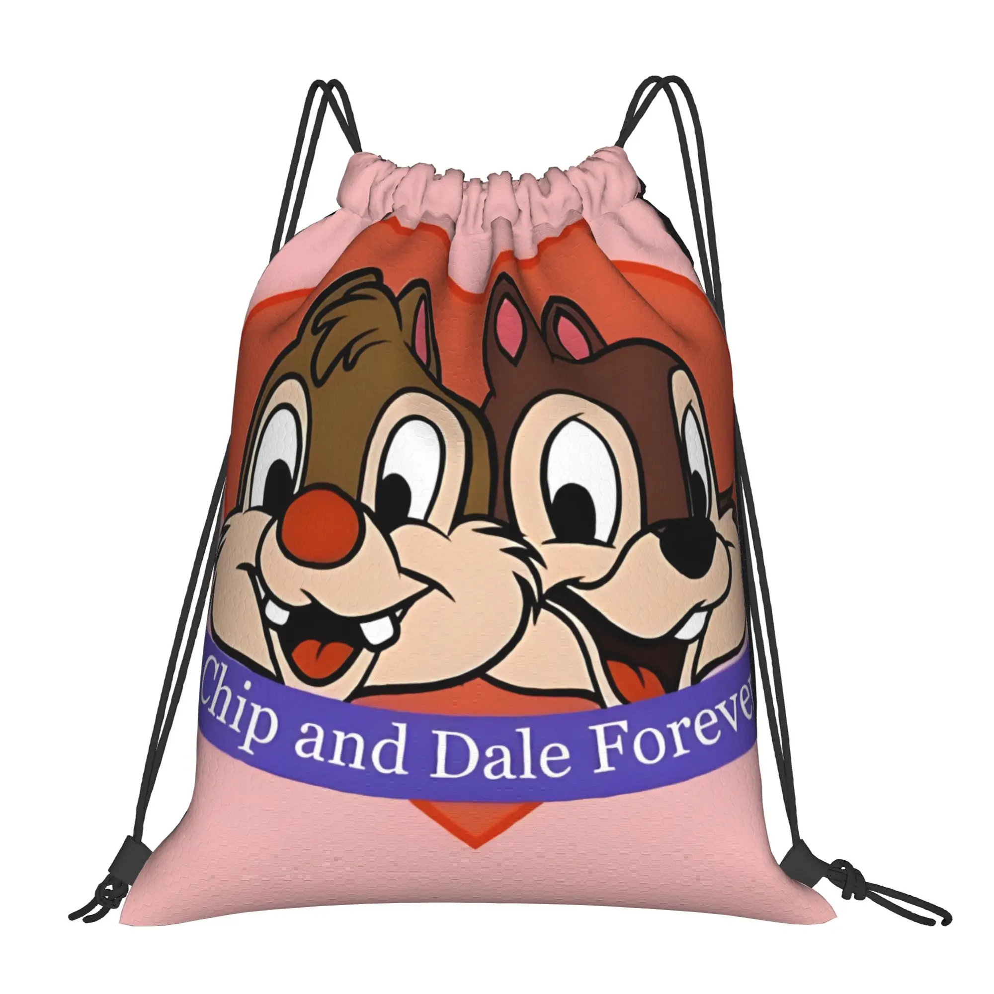 

1 шт. Мешок-рюкзак с изображением Чипа и Дейла, аниме-стиль, милый дизайн, для хранения обуви и одежды, портативный, для подростков