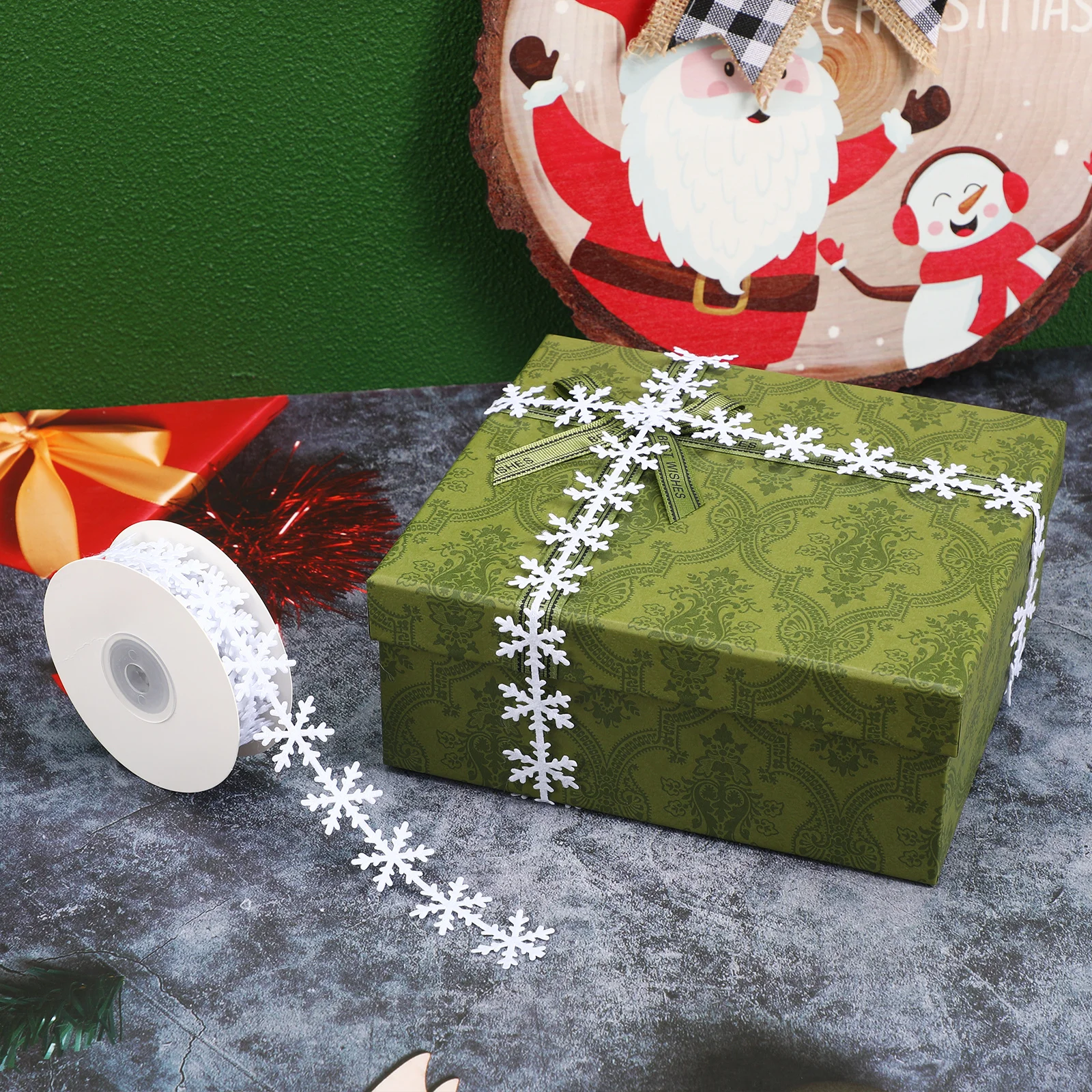 ندفة الثلج تقليم الشريط الأبيض لتزيين شجرة عيد الميلاد Diy بها بنفسك الحرفية الزفاف زين تأثيث المنزل ديكور سجل القصاصات #1