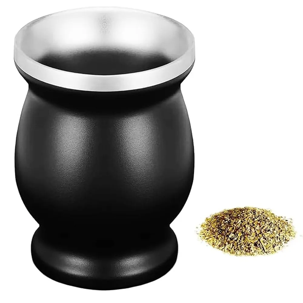 8-Unzen-Tasse, Teekürbisbecher, leicht zu reinigen, Mate-Teetasse/Kürbis-Set mit Strohhalm und Strohhalmbürste, Metallbecher, hochtemperaturbeständig