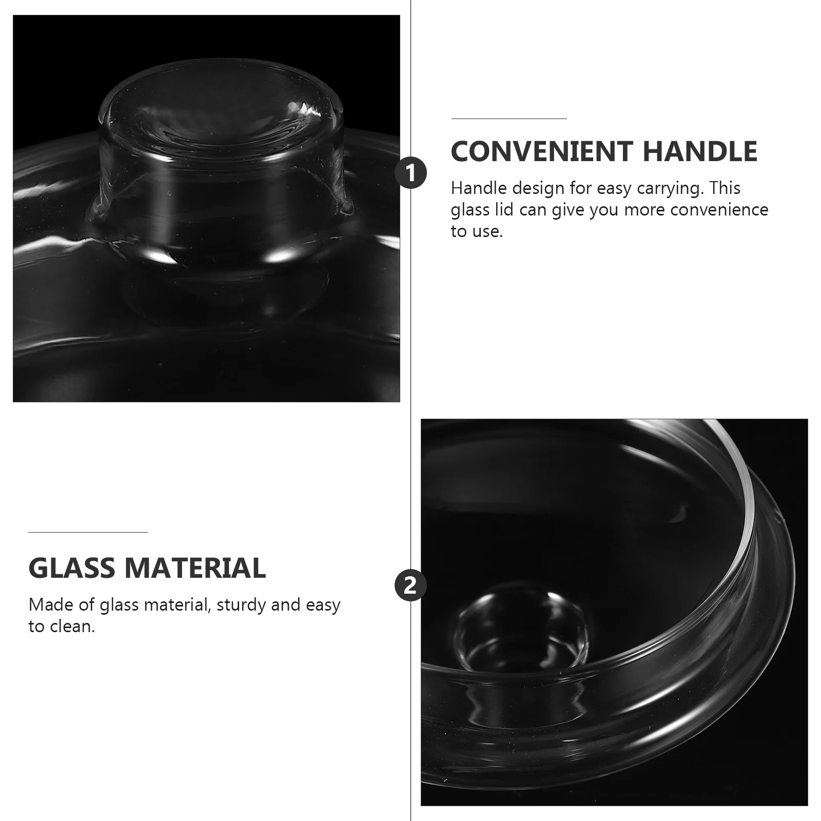 

Glass Tea Cup Cover Transparent Round Lid with Handle Simple Practical Design for Home Office Party Use Cup Dust Lid