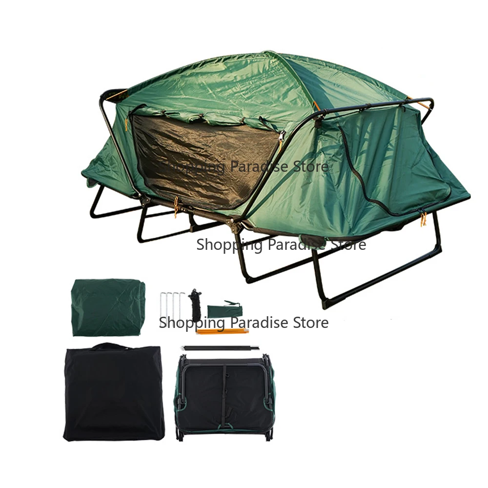 Outdoor Folding Camping Cot Tent with Multi-Purpose Oxford Fabric Instant Setup Off-Ground Bed for Glamping