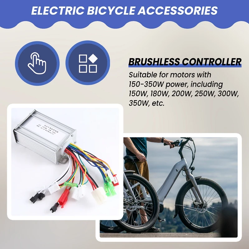 36V 48V 350W E-Bike Brushless Controller 6 Tube Dual Mode For Electric Bicycle Scooter Speed Intelligent Dual Motor Part