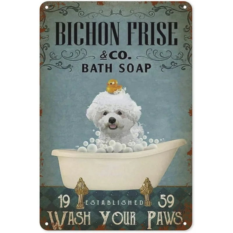 Retro Metal Tin Signs Cat Dog Bath Soap Wash Your Paw Bubble poster Vintage Toilet Cave Bar Home bagno decorazione della parete segni