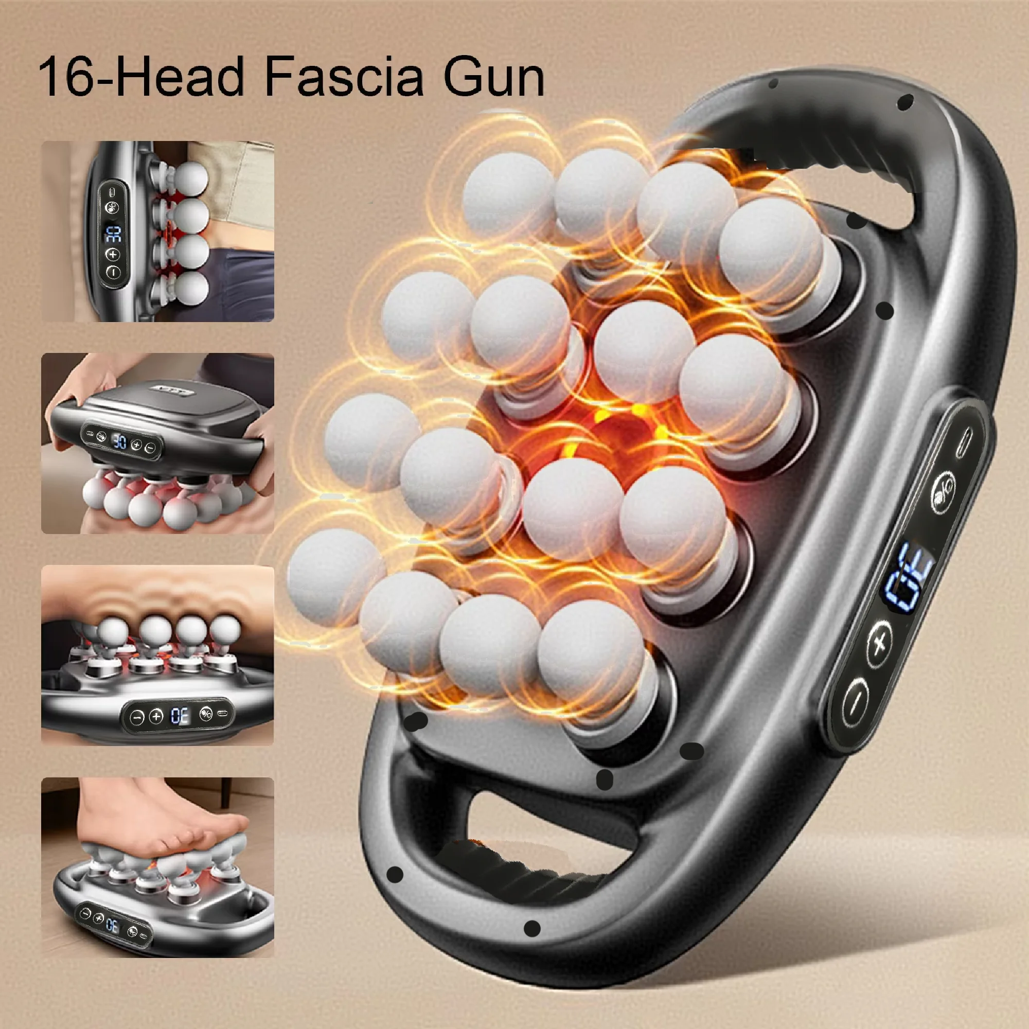 

Massager Gun Set Deep Tissue Body Fitness Muscle Electric Relax Massager for Back Shoulders Legs Foot 16 Heads
