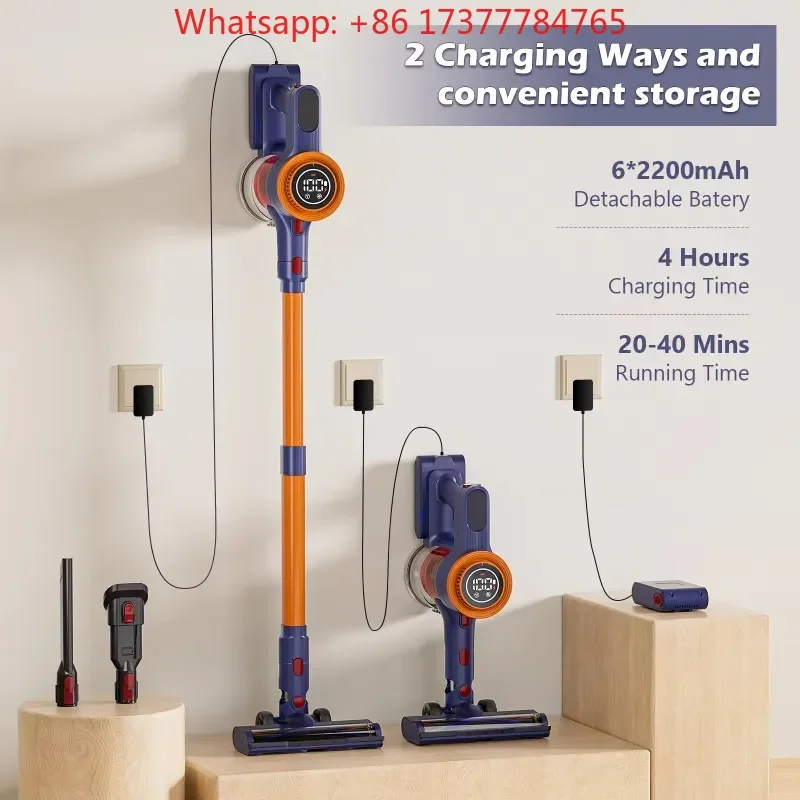Lightweight Handheld Vacuum Cleaner Cordless Dust Detection Green Light Illumination Efficient Aspirateur for Home Cleaning
