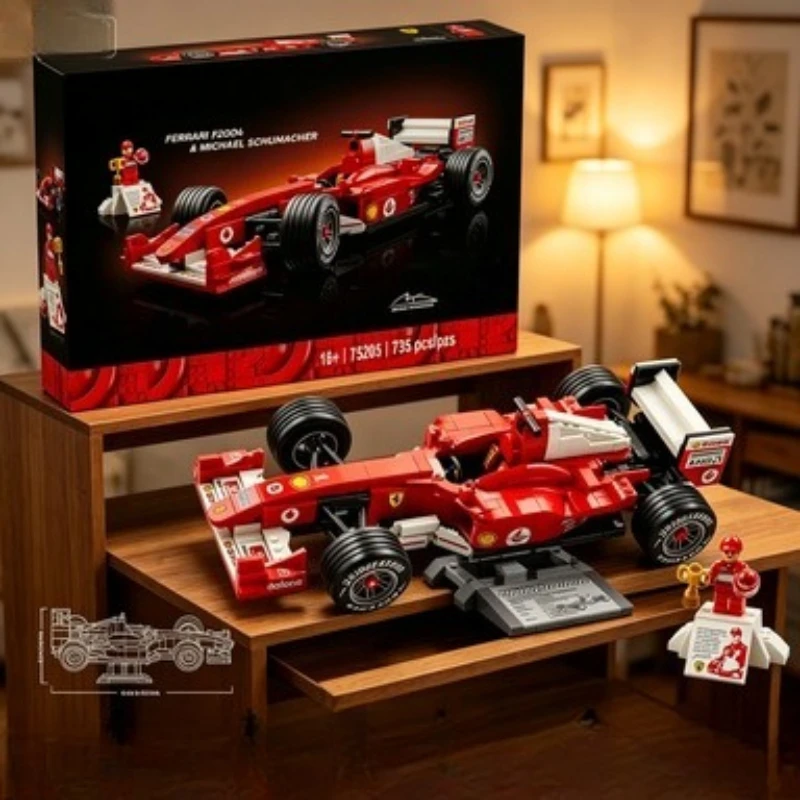 バンダイ-11375-735-個メカニカル-f1-f2004-レーシングカービルディングブロッククリエイティブ-diy-モデル装飾レゴレンガと互換性あり