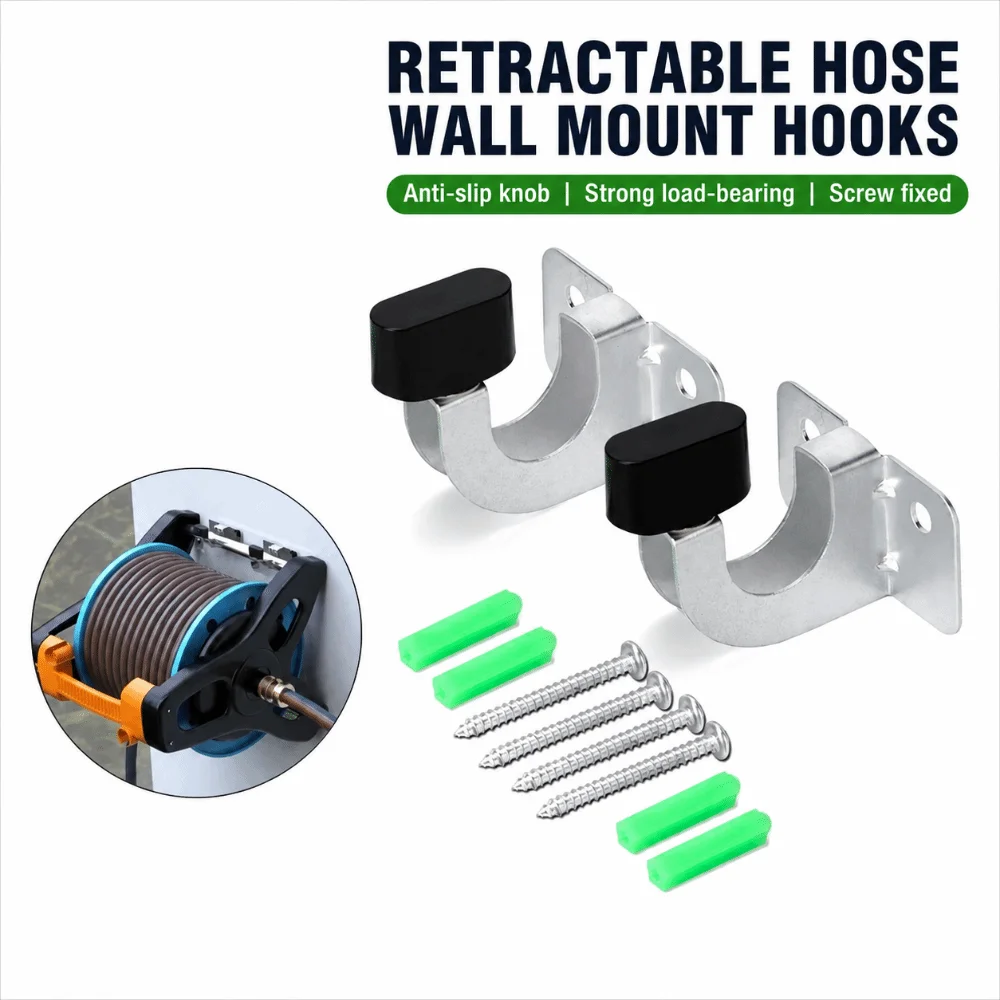 Galvanized Garden Hose Holder Wall Mount Space Saving Storage Hose Reel Hangers Sturdy Water Hose Cart Hooks For Outdoor Yard