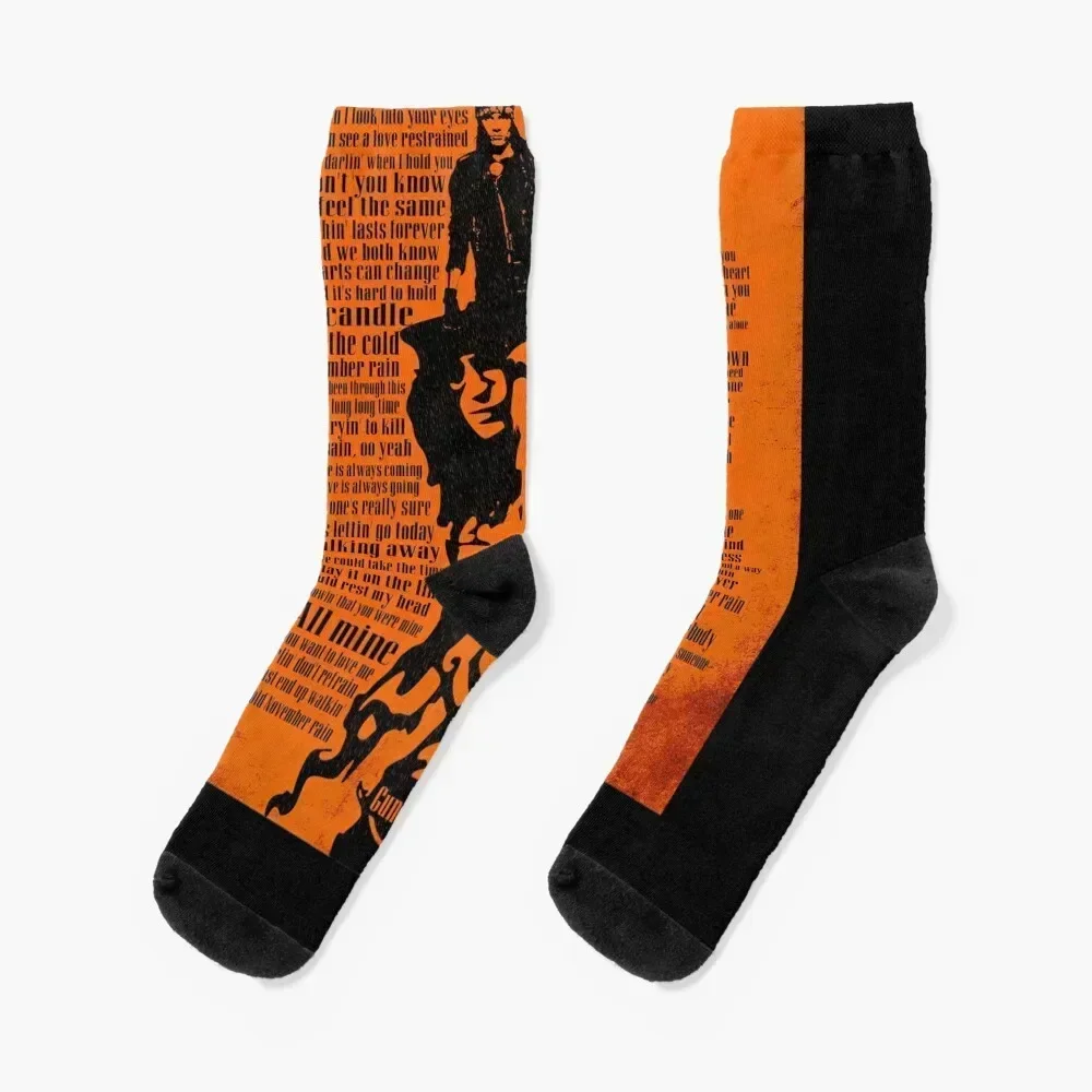 November Rain Song Lyrics Poster - November Rain Rock Music 1991 Socks custom sports Run Socks Female Men's