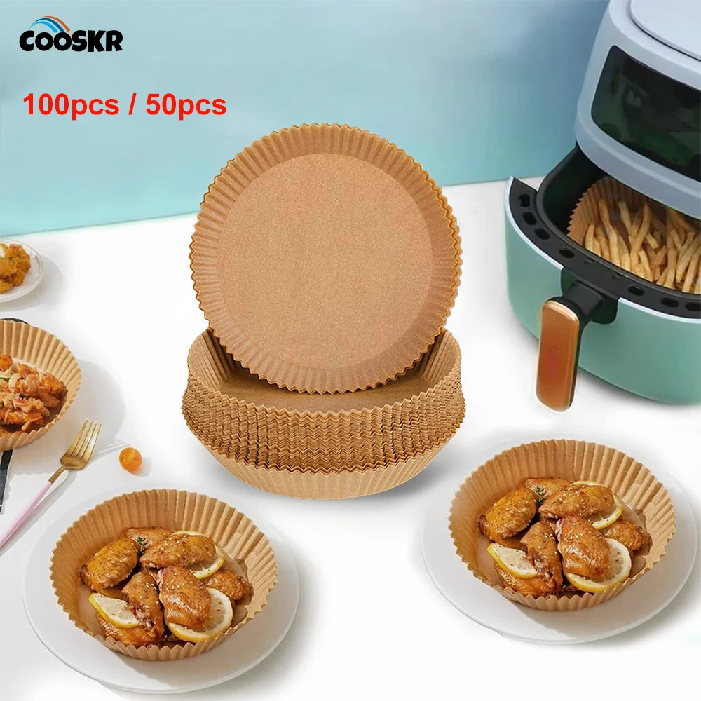 Air Fryer Paper 100pcs Disposable Grilling Cooking Baking Paper Airfryer Kitchen Accessories Tool Non-Stick Oven Food Paper Tray