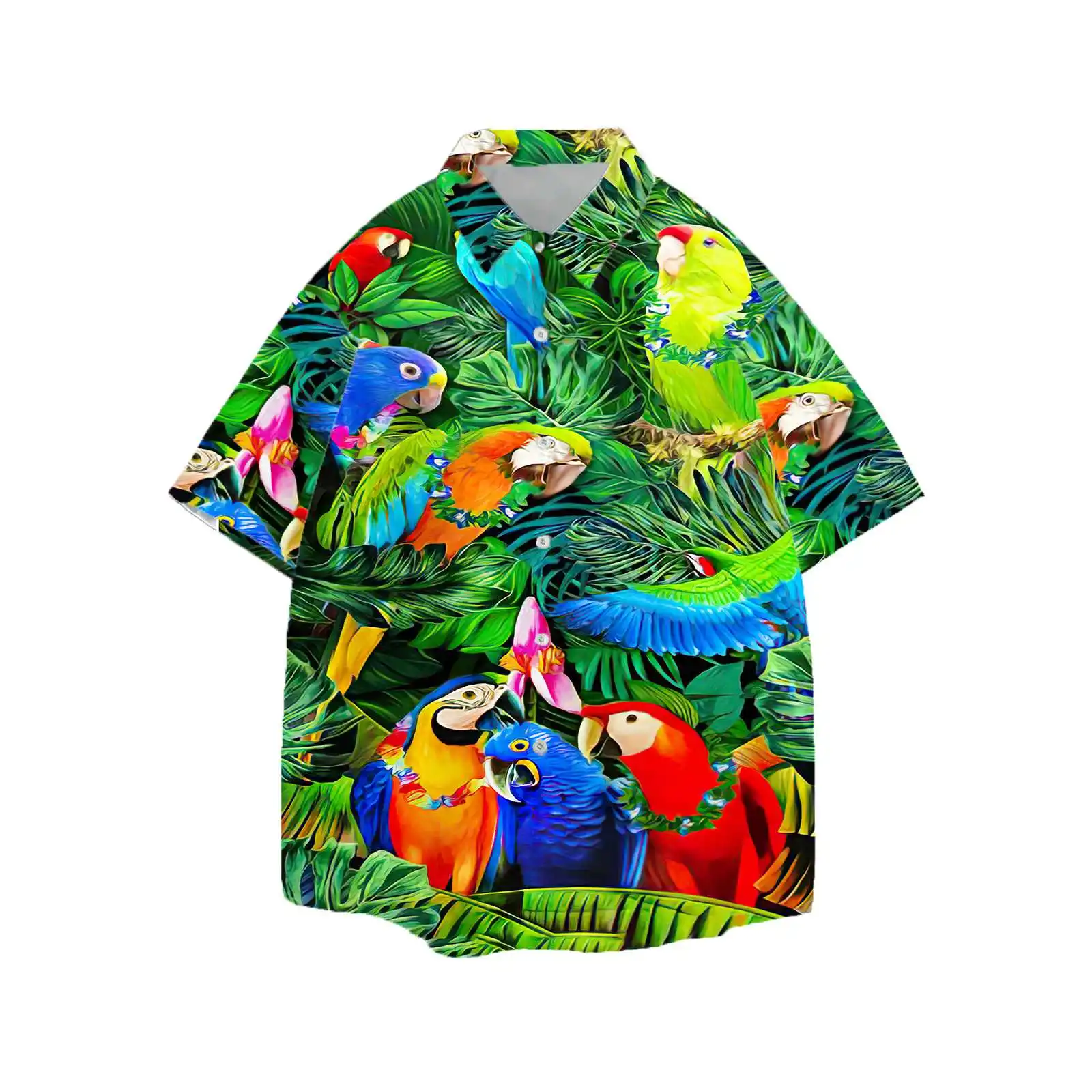 

Jumeast Tropical Parrot Men Hawaiian Shirts YK2 Cutecore Women Aloha Shirt Animal Graphic New In Beach Blouse Overfit Clothing