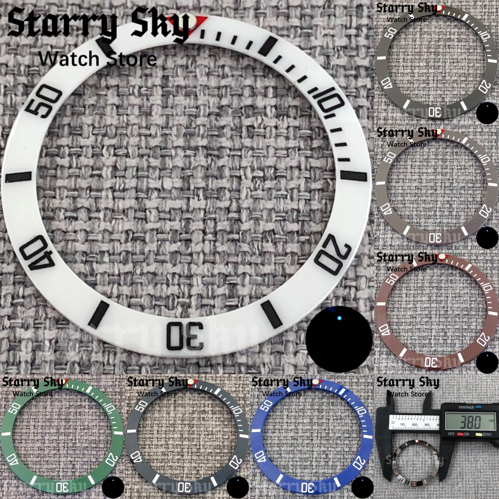Starry Sky 38mm*31mm Ceramic Watch Bezels Watch Parts With Blue Luminous Suitable Men's 40mm Diving Watch Case Watch Accessories