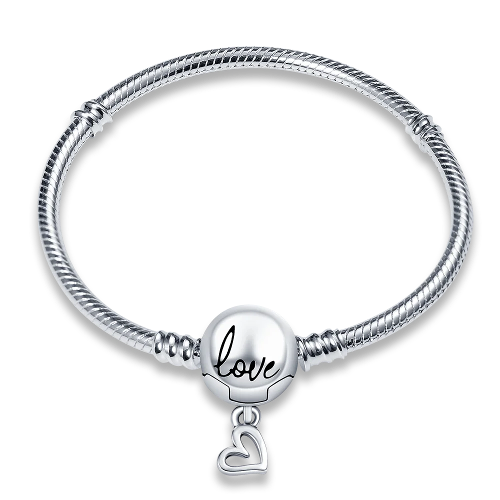 21CM Bigger Bracelet 100% 925 Sterling Silver Original Snake Chain Love Heart Evil\'s Eyes Zircon with Fine  Jewelry For Charm