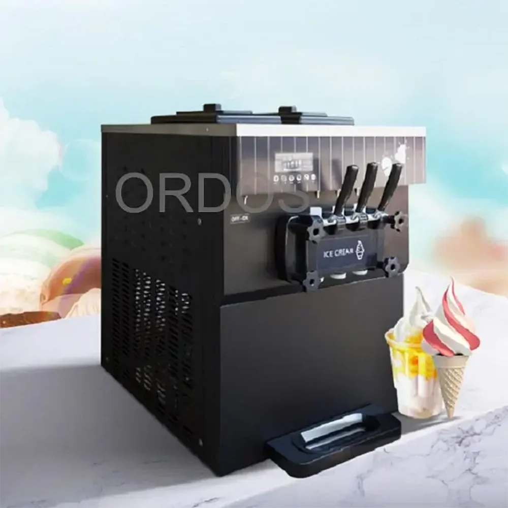 Popular Rainbow System Portable Table Top Soft Serve Ice Cream Machine Three Flavors Automatic Soft Ice Cream Vending Machine