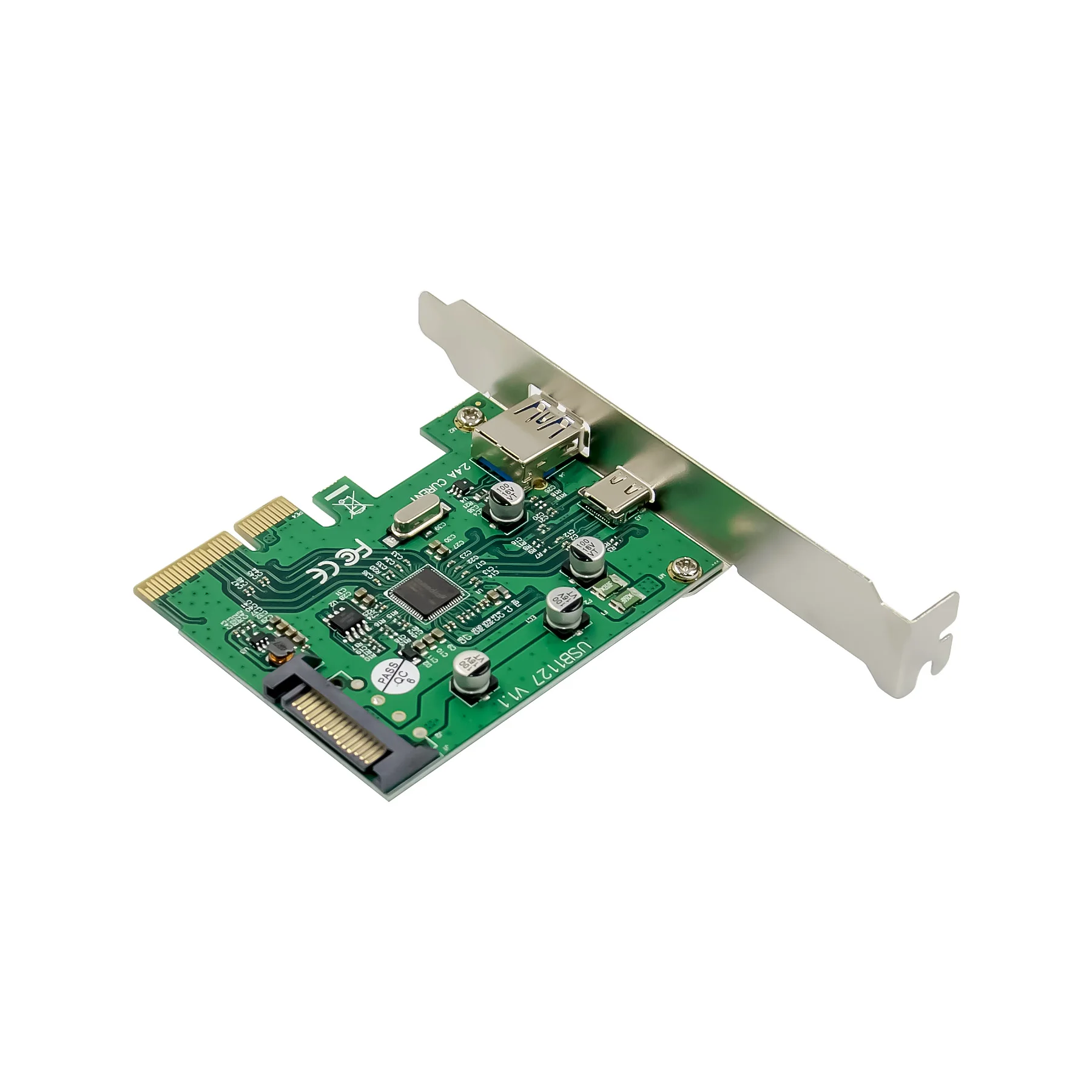 Kartu Ekstensi SUNWEIT ST618 PCIe X4 ASM1142 USB3.1-C+A 2.4A