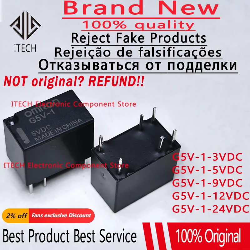 5pcs/lot G5V-1-3VDC G5V-1-5VDC G5V-1-9VDC G5V-1-12VDC G5V-1-24VDC DIP-6 New Original High Sensitivity Signal Relay G5V-1