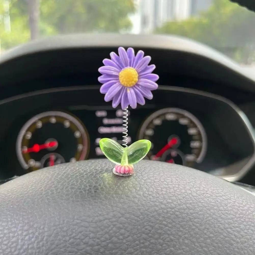 Car Dashboard Decorations Sunflower Car Decor Spring Wobbly Flower Car Dashboard Ornament Shaking Head Sunflower for Rearview