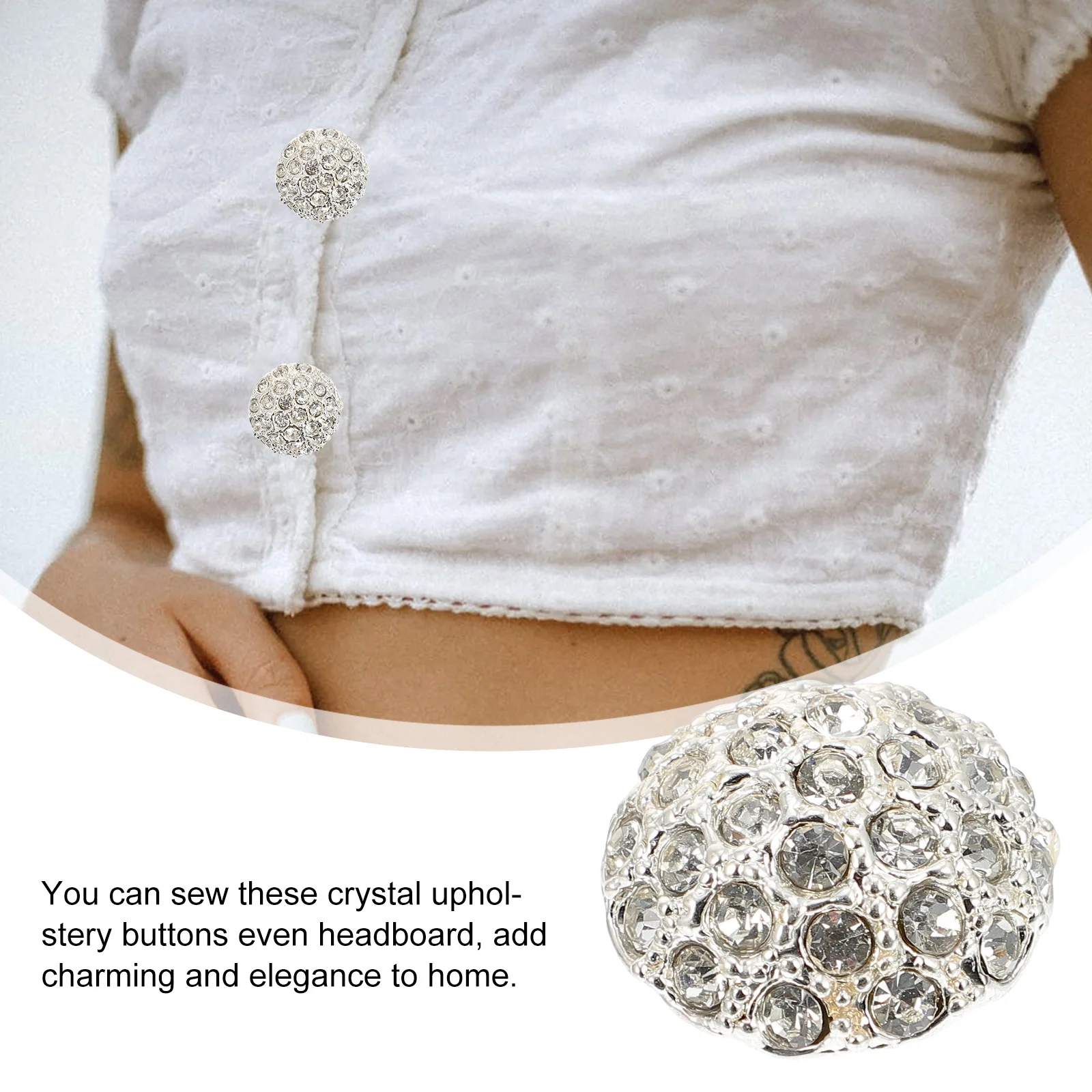 

3Pcs Decorative Buttons with Rhinestones Crystal Sewing Button for Crafts DIY Upholstery Sweater Coat Sofa Headboard Use