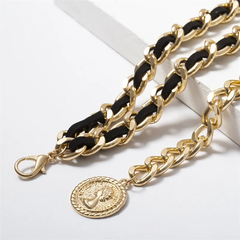 Fashion Gold Chain Belt Female Waist Flower Belts For Women  Luxury Tassel Dress Waistband Adjustable Metal Corset