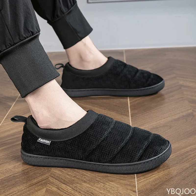 

Зимние хлопковые тапочки большого размера, мужская домашняя хлопковая обувь, мужские противоскользящие теплые сумки, удобные зимние тапочки