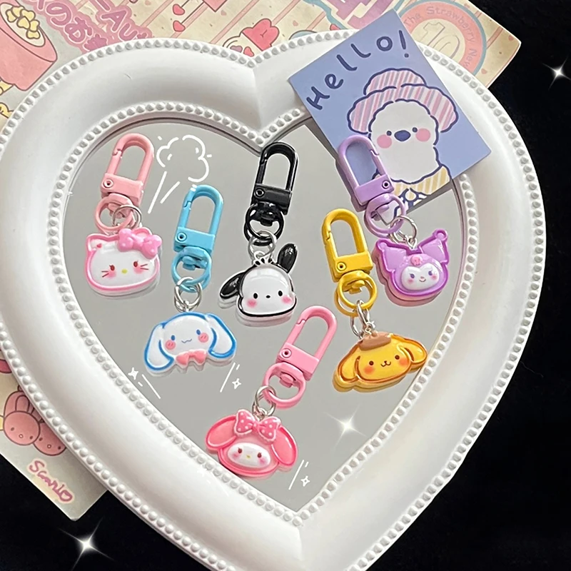 Cute Sanrio Keychain Hello Kitty Melody Sweet Kawaii Earphone Case Bag Pendant Pochacco Exquisite Keyring For Girl Gift Jewelry