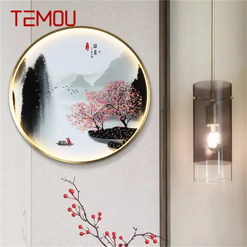 

TEMOU Indoor Wall Lamps Fixtures LED Chinese Style Mural Creative Light Sconces for Home Study Bedroom