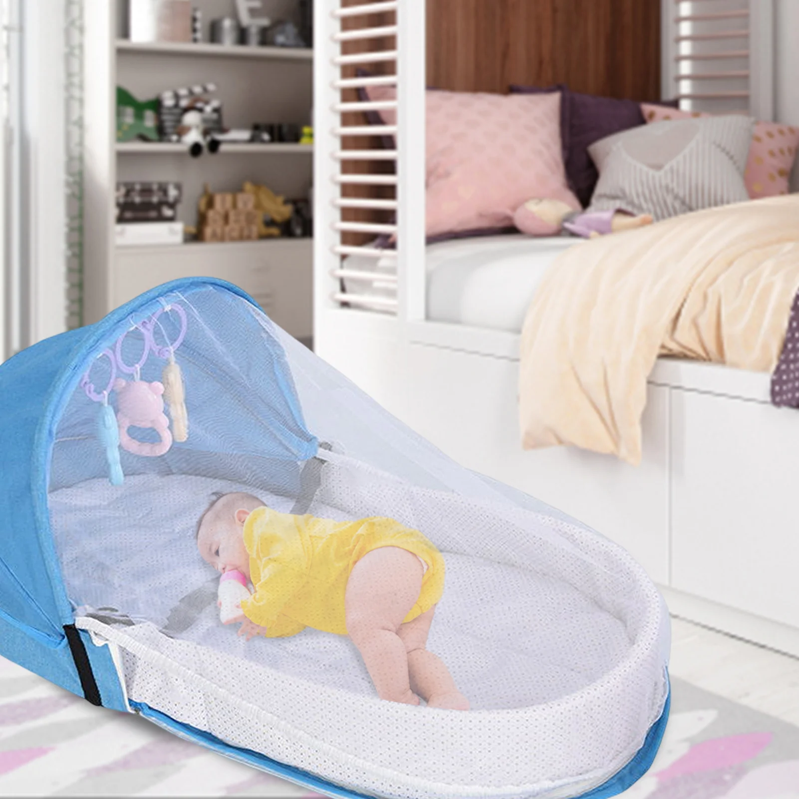 Kids Baby Travel Bed Cribs For Newborn Protection Mosquito Net Portable Bassinet Foldable Breathable Infant Sleeping Basket Bed