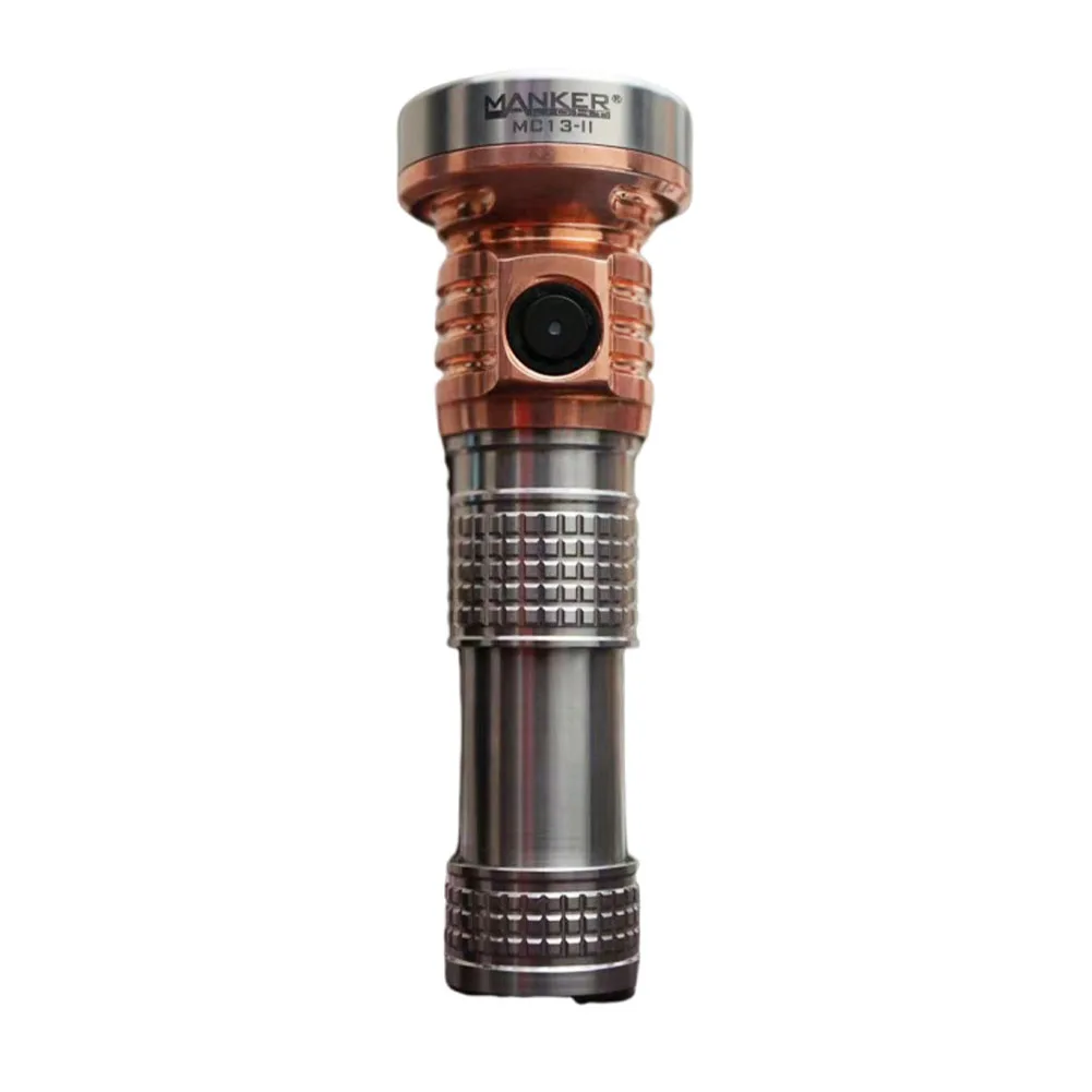 MANKER MC13 II ( Titanium + Red Copper Version ) Rechargeable Compact LED Flashlight, 4000 Lumen 600m Beam Throw, for Camping