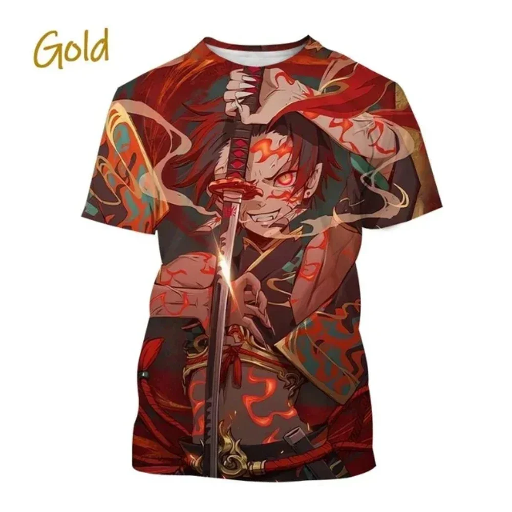 

2025 Japanese Anime Demon Slayer Kamado Tanjirou Cosplay T Shirt 3D Print Kid T-shirt Summer Men/Women Short Sleeve Summe Tees