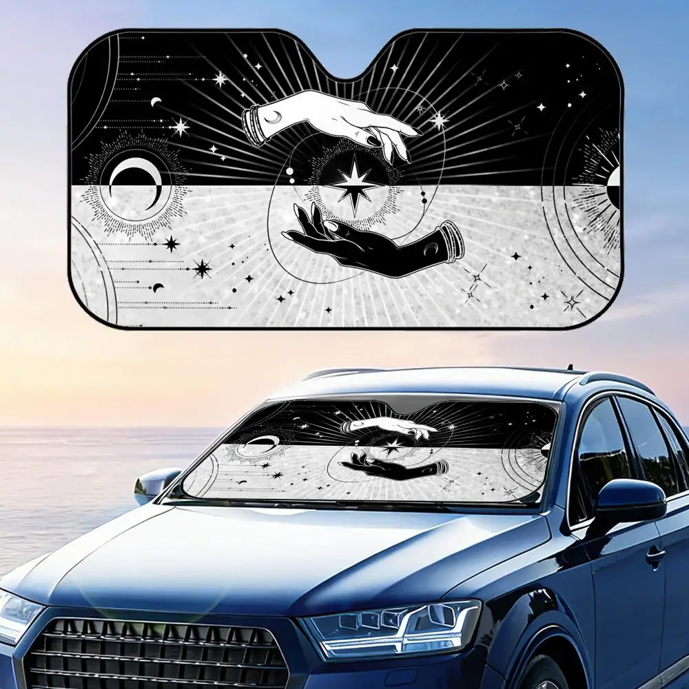 

Classic Bohemian sun Sun Visor Reusable Aluminum Foil UV Protector Heat Three-layer Insulation Windshield Sunshades