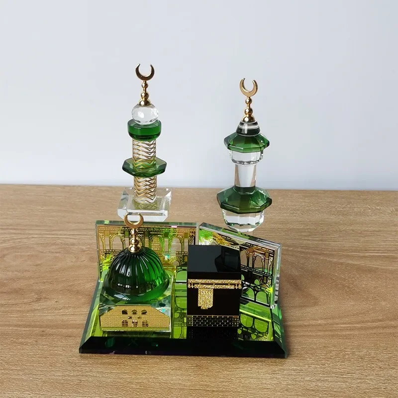 Saudi Arabia Travel Souvenirs Mecca Mosque Clock Tower Kaaba Minaret Crystal Models Middle East Muslim Desktop Ornaments Decor