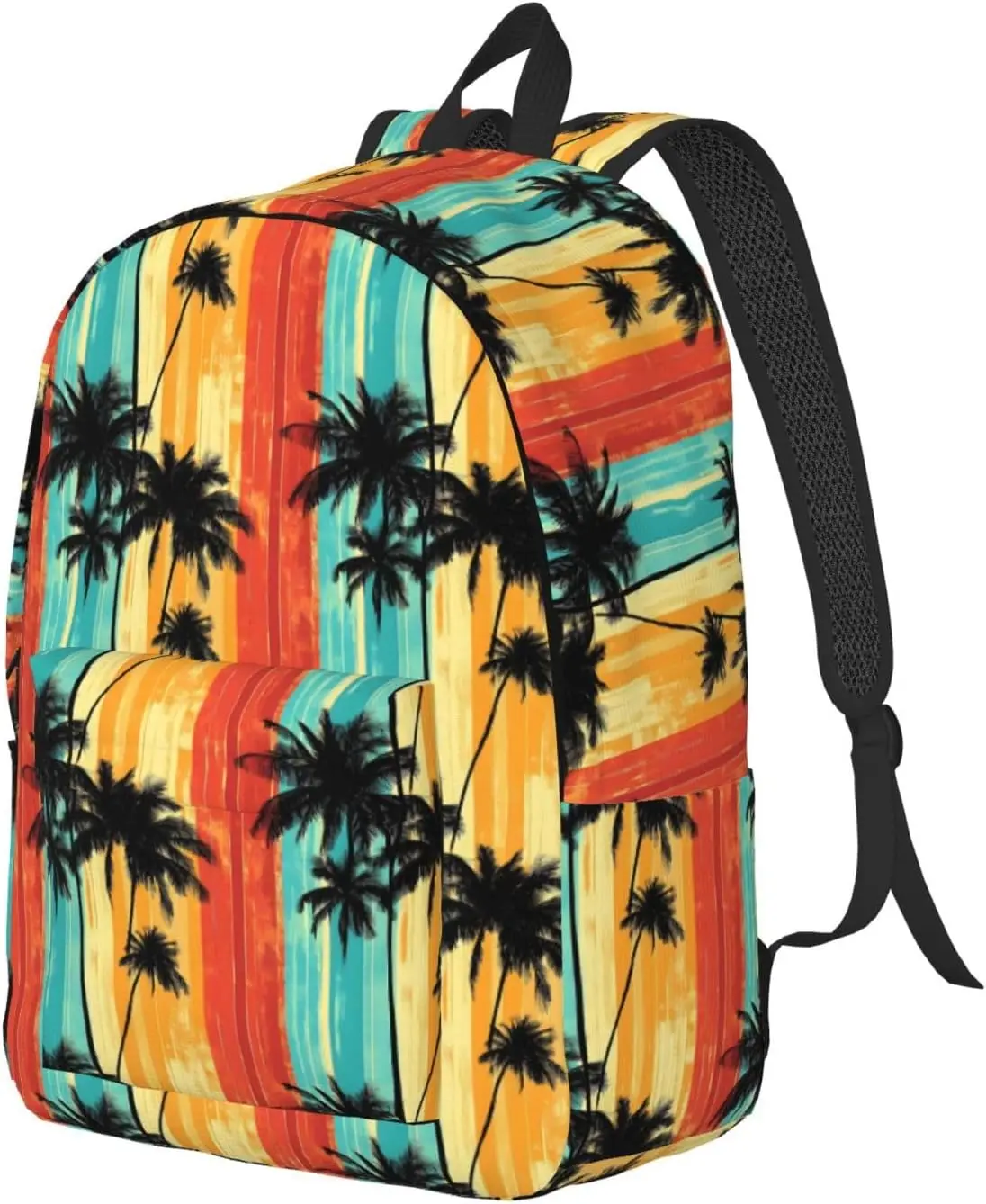حقيبة ظهر قماشية خفيفة الوزن مطبوعة بالنباتات الاستوائية الملونة، حقيبة ظهر للنساء والرجال والأزواج، حقيبة كمبيوتر محمول للسفر