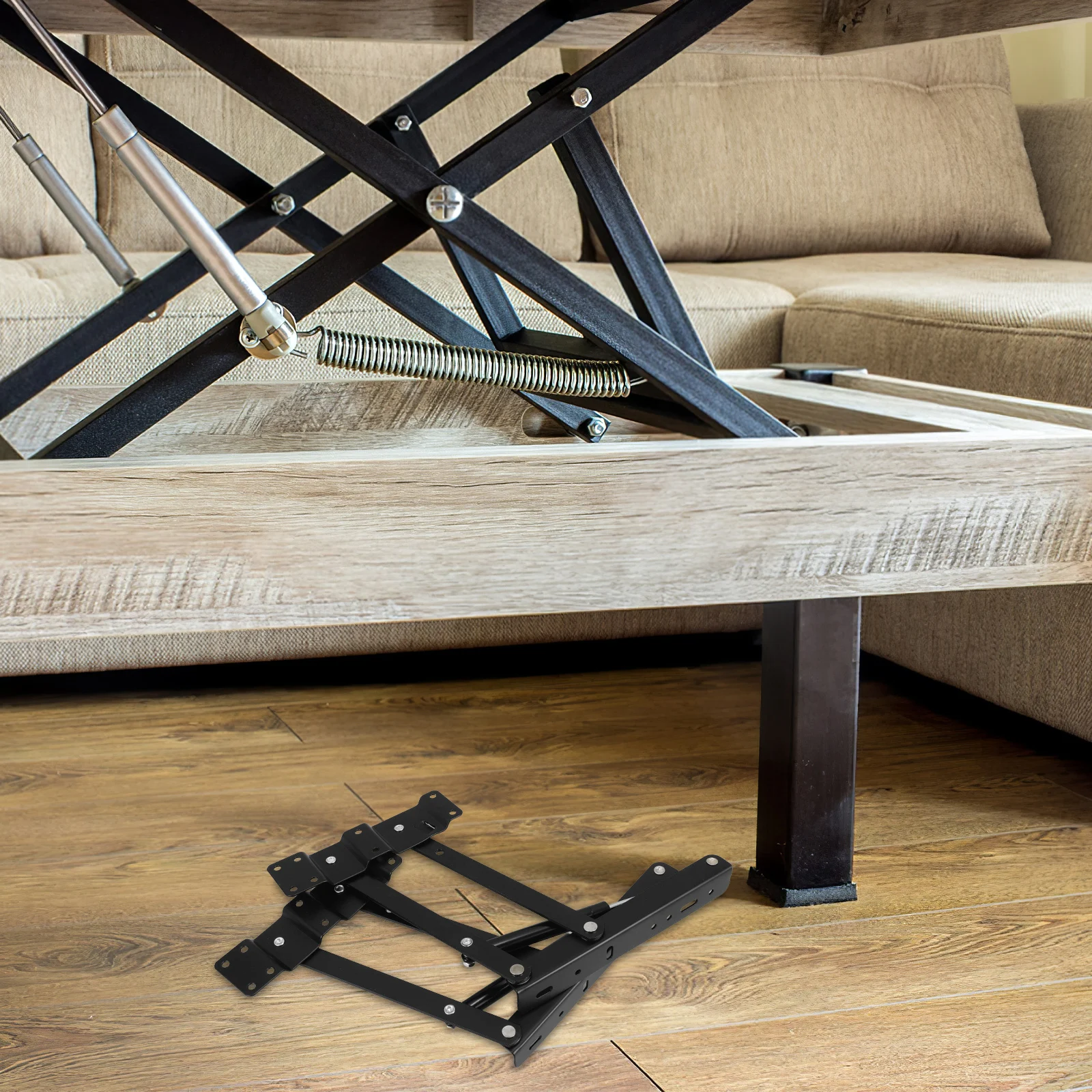 

2Pcs Gas Lift Support Hinge for Folding Coffee Table Height Adjustable Metal Hardware Buffering Lift Up Mechanism for Home