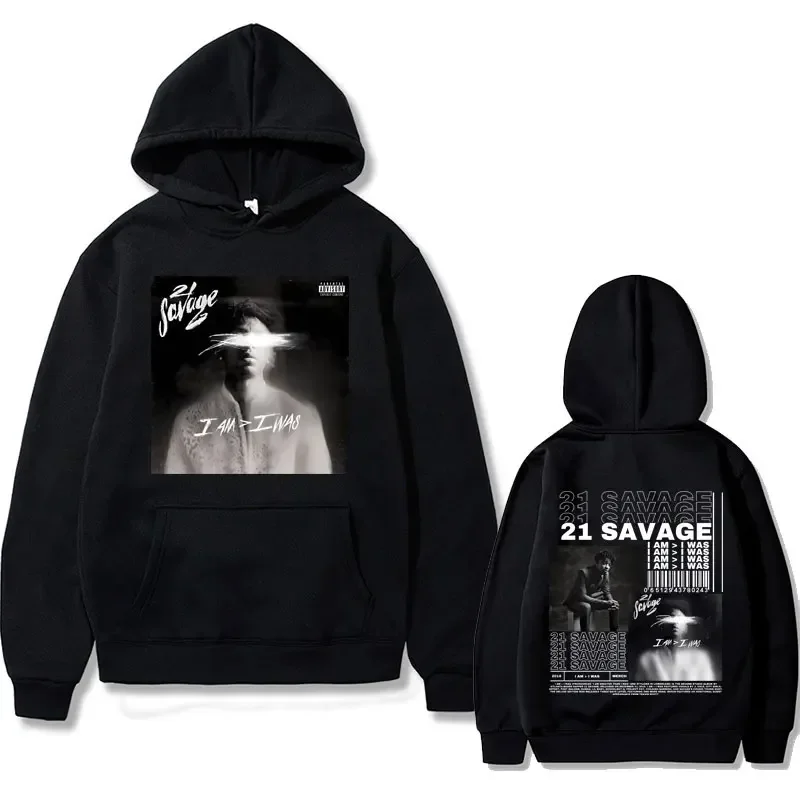 

Rapper 21 Saavvage I Am I Was Music Album Graphics Hoodie Men Hip Hop Vintage Oversized Sweatshirts Male Fleece Hoodies Streetwe