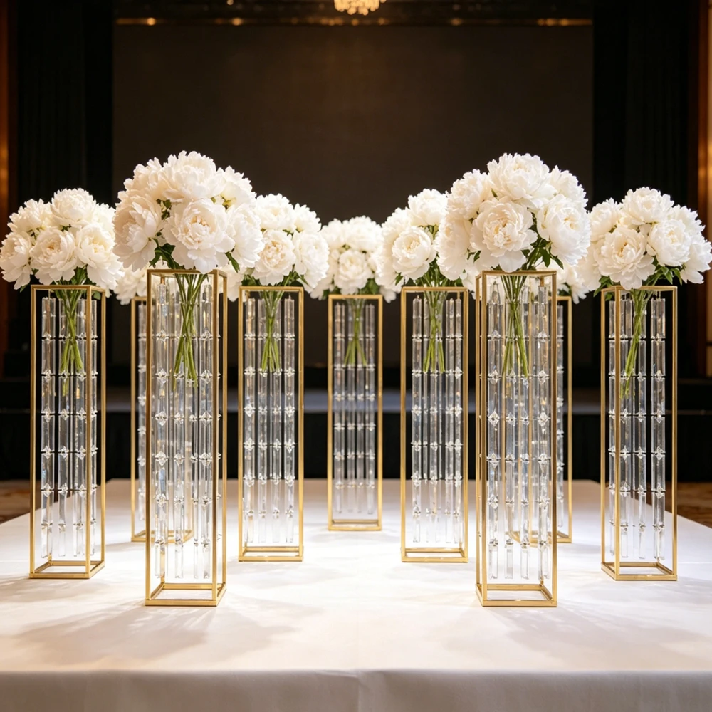 1-10pcs  90cm/110cm)Flower Stand Event Road Guide Table acrylic Column Candle Holder Vase Wedding Party Decoration Centerpiece