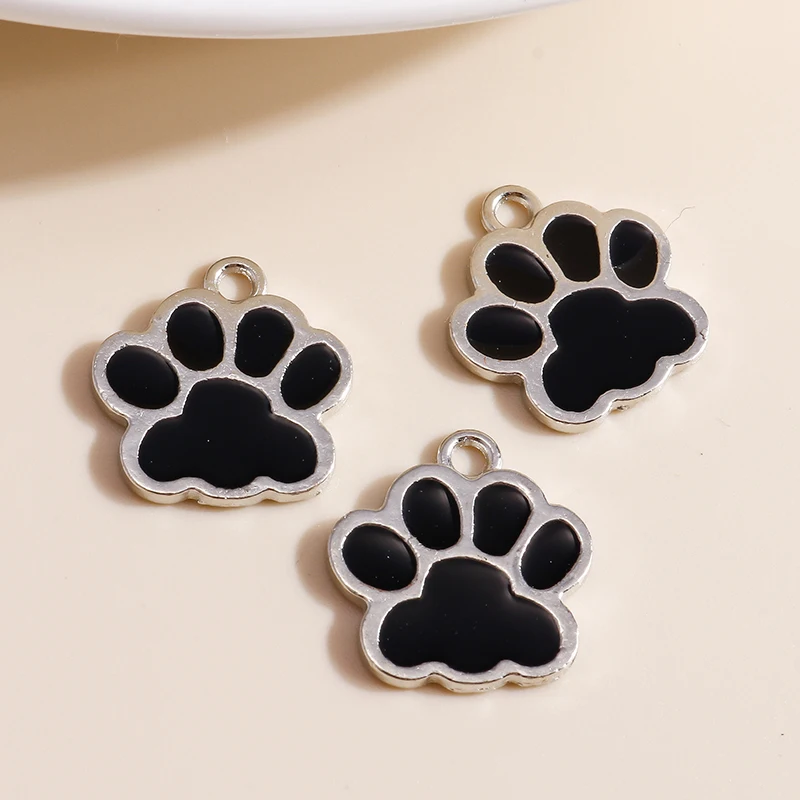 Leslie 10 Stück/Set Emaille Niedliche Katzen- und Hundepfoten-Hundeknochen-Anhänger für Ohrringe, Armbänder, Halsketten, Anhänger, DIY-Schmuckherstellungszubehör – Detail 6